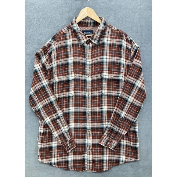 Red Plaid - Vintage Lined Wool St. John's Bay Flannel Layering Button Up